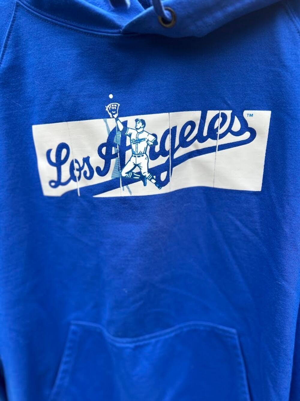 Los Angeles Dodgers Unisex Men's Hoodie M Blue Scroll Logo